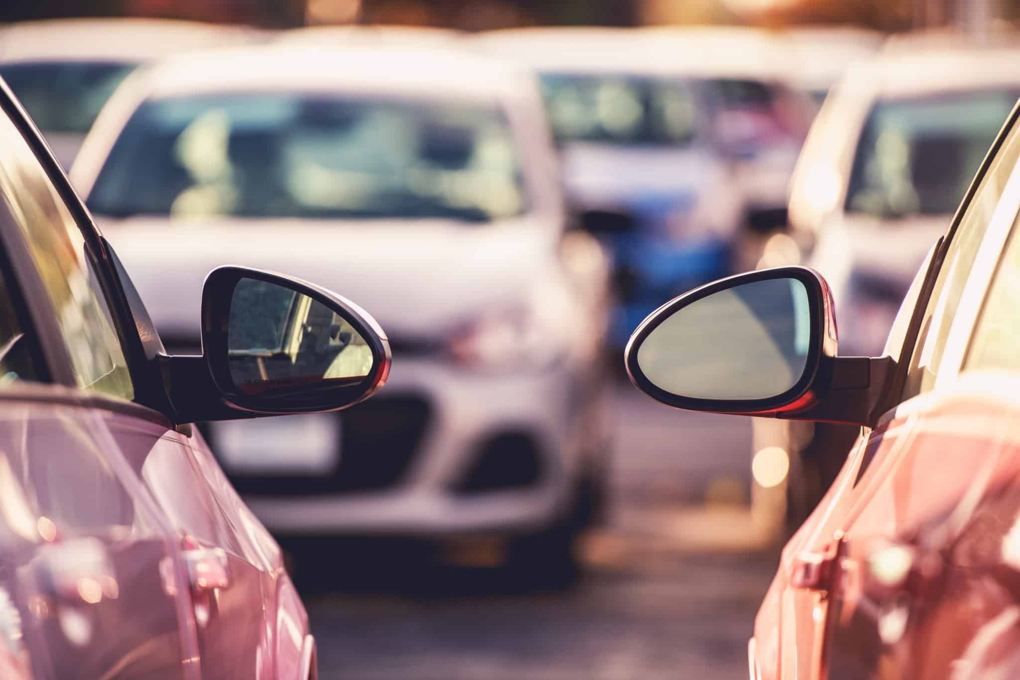 Two cars parked side by side in a park